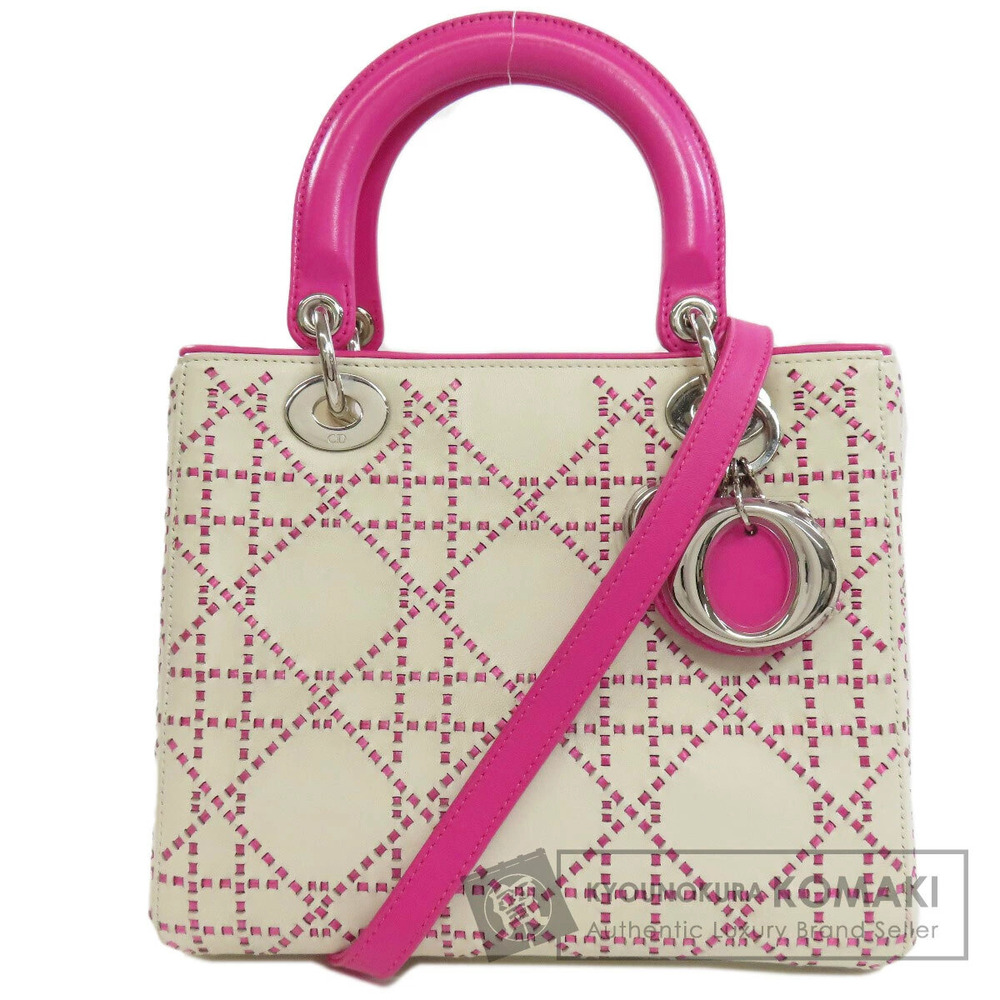 Christian Dior Lady 2way Cannage quilted handbag calfskin Black